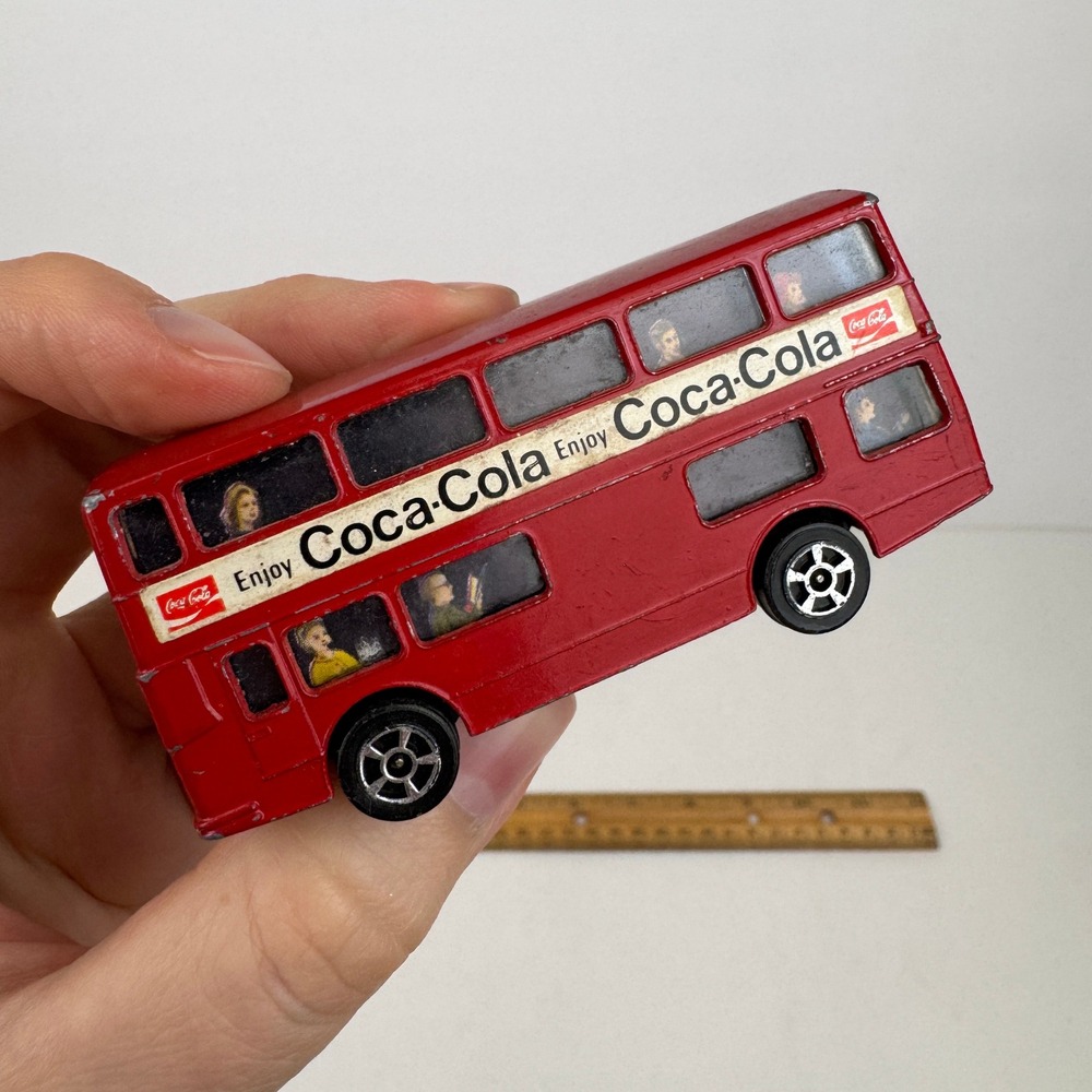 Vtg Coca Cola Coke Soda Mini Red Double Decker Corgi Juniors Toy Bus Die Cast